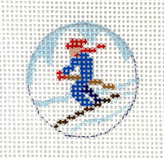Kate Dickerson Needlepoint Collections Insert - Downhill Skier on Mountain Needlepoint Canvas - 1 Round
