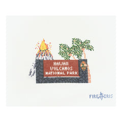 Fire and Iris Hawaii Volcanoes Sign Needlepoint Canvas