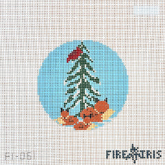 Fire and Iris One Fox, Two Fox Needlepoint Canvas