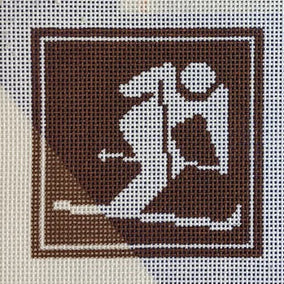 Fire and Iris Outdoor Winter Recreation Sign Coaster - Skier Needlepoint Canvas