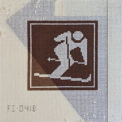 Fire and Iris Outdoor Winter Recreation Sign Coaster - Skier Needlepoint Canvas