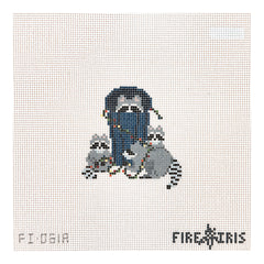Fire and Iris Rocky Racoon's Holiday Party Needlepoint Canvas