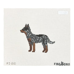 Fire and Iris The Cali Cattle Dog - Blue Heeler Needlepoint Canvas