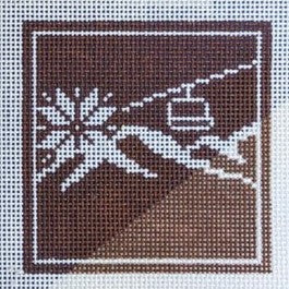 Fire and Iris Winter Recreation Sign Coaster - Chairlift Needlepoint Canvas