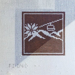 Fire and Iris Winter Recreation Sign Coaster - Chairlift Needlepoint Canvas