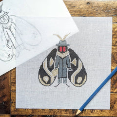 Fire and Iris Mothman Needlepoint Canvas