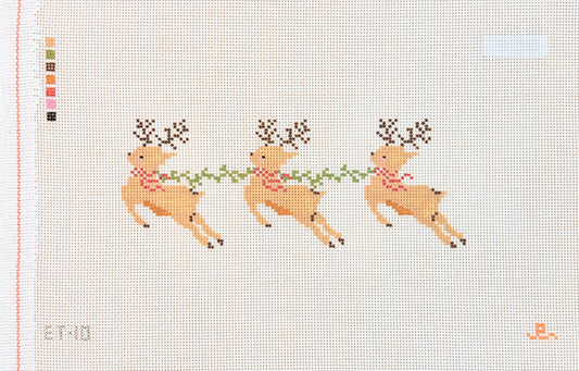 Goodpoint Needlepoint Elizabeth Taylor Santa's Reindeer Needlepoint Canvas