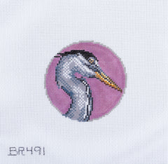 Barbara Russell Heron Head Needlepoint Canvas