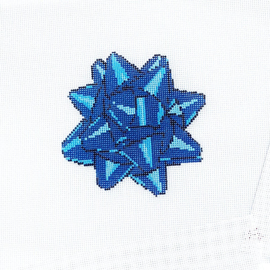 Rachel Barri Holiday Bow - Blue Needlepoint Canvas
