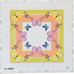 Initial K Studio Catherine Cartie Bright Butterfly Scarf Needlepoint Canvas