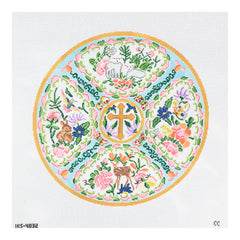 Initial K Studio Easter Rose Medallion Needlepoint Canvas