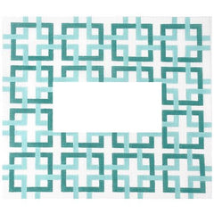 Kate Dickerson Needlepoint Collections Interlocking Squares with Monogram - Aquas Needlepoint Canvas