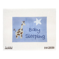 J. Child Designs Giraffe Baby Sleeping Needlepoint Canvas - Blue