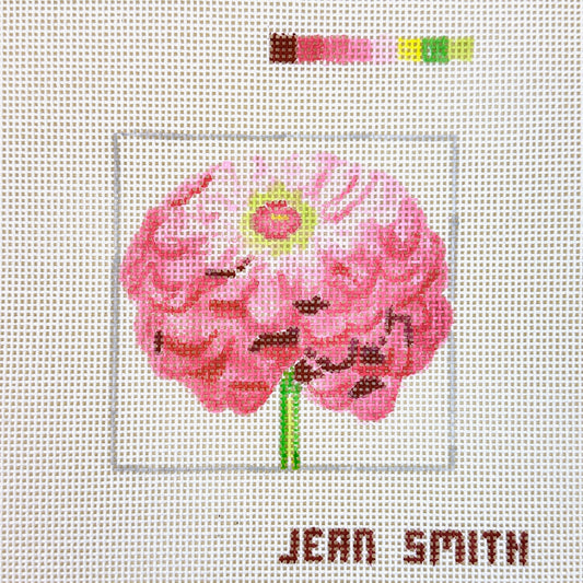 Jean Smith Designs Pink Zinnia Coaster Needlepoint Canvas