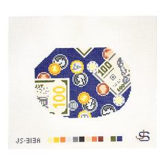 Jeni Sandberg Needlepoint Coins Kiss Lock Bag Needlepoint Canvas
