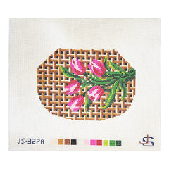 Jeni Sandberg Needlepoint Tulips Kiss Lock Bag Needlepoint Canvas - Basketweave