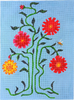 Kate Dickerson Needlepoint Collections Adam Trest Vibrant Zinnias on Bright Blue with Lady Bug and Bee Needlepoint Canvas