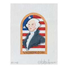 Kate Dickerson Needlepoint Collections Holiday Series Mini George Washingtons Birthday Portrait with Colonial Flag February Needlepoint Canvas