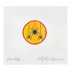 Kate Dickerson Needlepoint Collections Halloween Mini Spiders Hanging on Sparkly Threads Needlepoint Canvas