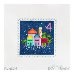 Kate Dickerson Needlepoint Collections Hanukkah Stamp #4 Jerusalem with Snow Needlepoint Canvas