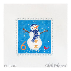 Kate Dickerson Needlepoint Collections Hanukkah Stamp #6 Snowman with Yarmulke Needlepoint Canvas