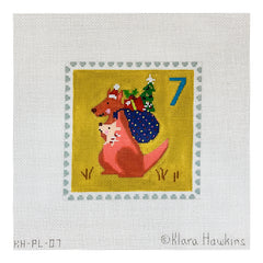 Kate Dickerson Needlepoint Collections Klara Hawkins Advent Stamp Seven Kangaroo & Baby Needlepoint Canvas