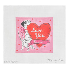 Kate Dickerson Needlepoint Collections Krissy Mast Love You Forever Dalmatian with Heart Needlepoint Canvas