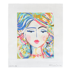 Kate Dickerson Needlepoint Collections Maren Devine Warrior Girl with Periwinkle Eyes Needlepoint Canvas
