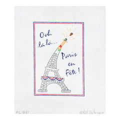Kate Dickerson Needlepoint Collections Ooh La La Paris En Fete Eiffel Tower Champagne Bottle Needlepoint Canvas