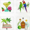 Kate Dickerson Needlepoint Collections Set of Four Coasters Margaritaville Themes Needlepoint Canvas