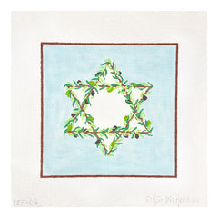 Kate Dickerson Needlepoint Collections Tefillin Bag Olive Branches Star of David Needlepoint Canvas