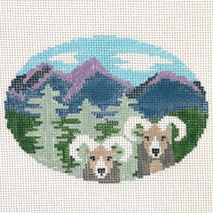 Kathy Schenkel Designs Bighorn Sheep Oval Needlepoint Canvas