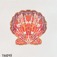 KCN Designers Thorn Alexander Scallop Shell Ornament Needlepoint Canvas - Orange