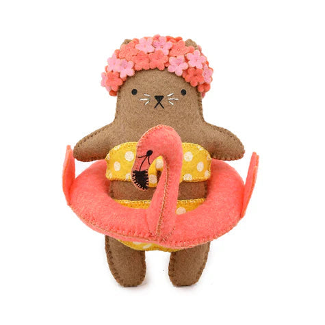 Kiriki Press Flamingo Cat Felt Doll Embroidery Craft Kit