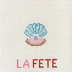 La Fete Needlepoint Oyster Shell with Pearl Needlepoint Canvas