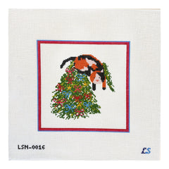 Lake Shore Needlepoint Kitty Christmas Mischief Needlepoint Canvas