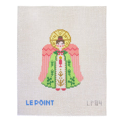 Le Point Studio Angel Needlepoint Canvas - Green & Coral
