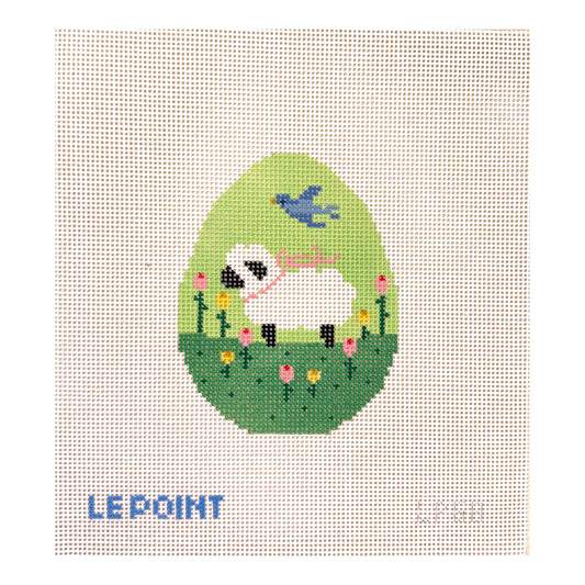 Le Point Studio Lamb with Bluebird Egg Needlepoint Canvas