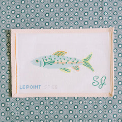 Le Point Studio Samantha Johnson Teal Fish Needlepoint Canvas