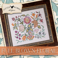 Little Robin Designs Full Blown Floral Cross Stitch Pattern