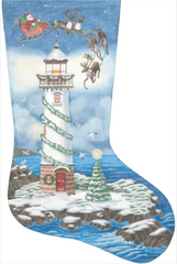 Liz Goodrick-Dillon Santa Lighthouse Stocking Needlepoint Canvas