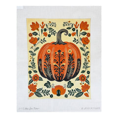 Love You More Jessica Mundo Halloween Pumpkin Needlepoint Canvas