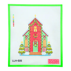 Lucky Lotus Needlepoint Christmas Village Church Needlepoint Canvas
