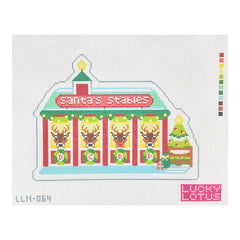 Lucky Lotus Needlepoint Christmas Village Santa's Stables Needlepoint Canvas