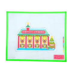 Lucky Lotus Needlepoint Christmas Village Santa's Stables Needlepoint Canvas