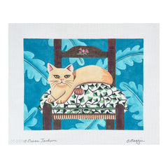 Maggie Co Diana Jackson Cat with Pumpkin Needlepoint Canvas