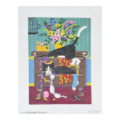 Maggie Co Elizabeth Brownd Cats in Trouble Needlepoint Canvas