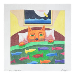 Maggie Co Lisa Desimini Cat in the Sack Needlepoint Canvas