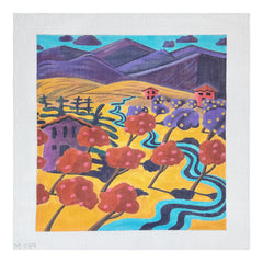 Maggie Co Paula Neumann Peeking Over Peaches and Pears Needlepoint Canvas