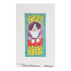 Maggie Co Sara Schneidman Cat on Pillow Eye Glass Case Needlepoint Canvas